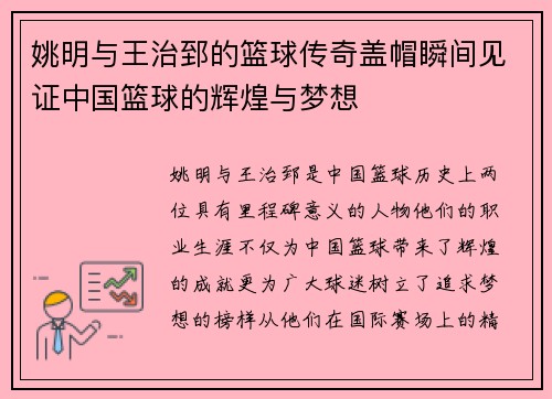 姚明与王治郅的篮球传奇盖帽瞬间见证中国篮球的辉煌与梦想